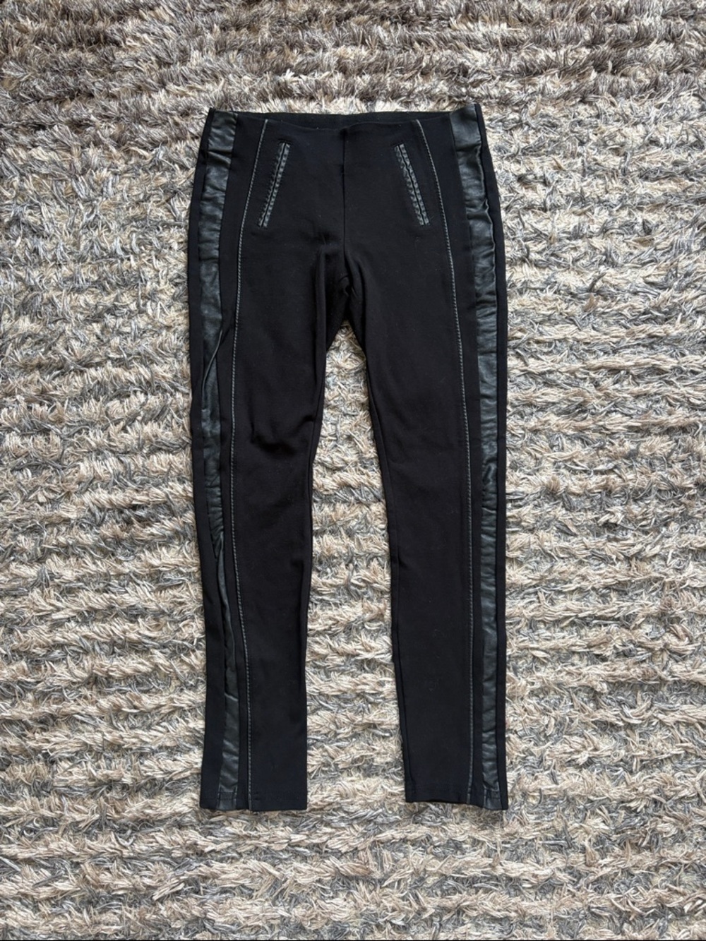 Ci Sono Black Faux Leather Panel Leggings Size M